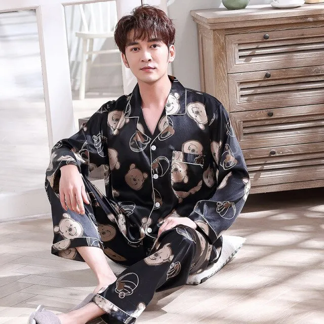 Luxury Pajama suit Satin Silk Pajamas Sets Couple Sleepwear Family Pijama Lover Night Suit Men & Women Casual Home Clothing