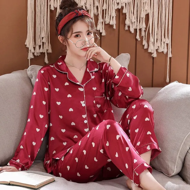 Luxury Pajama suit Satin Silk Pajamas Sets Couple Sleepwear Family Pijama Lover Night Suit Men & Women Casual Home Clothing