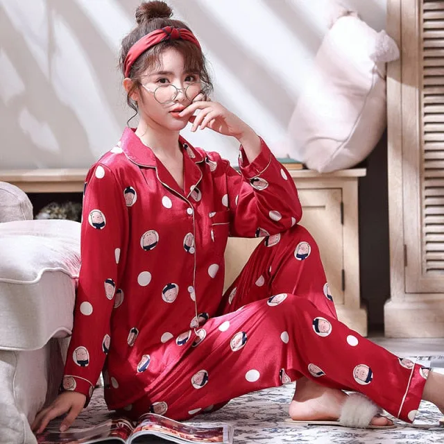 Luxury Pajama suit Satin Silk Pajamas Sets Couple Sleepwear Family Pijama Lover Night Suit Men & Women Casual Home Clothing