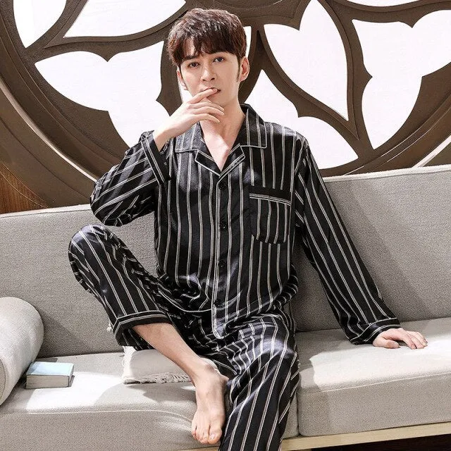Luxury Pajama suit Satin Silk Pajamas Sets Couple Sleepwear Family Pijama Lover Night Suit Men & Women Casual Home Clothing