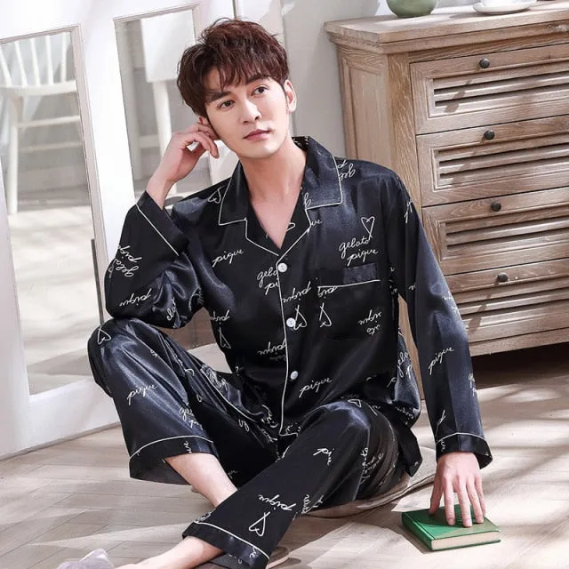 Luxury Pajama suit Satin Silk Pajamas Sets Couple Sleepwear Family Pijama Lover Night Suit Men & Women Casual Home Clothing