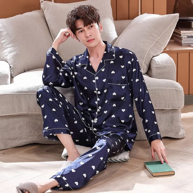Luxury Pajama suit Satin Silk Pajamas Sets Couple Sleepwear Family Pijama Lover Night Suit Men & Women Casual Home Clothing