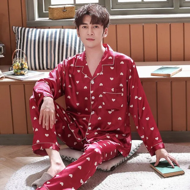 Luxury Pajama suit Satin Silk Pajamas Sets Couple Sleepwear Family Pijama Lover Night Suit Men & Women Casual Home Clothing