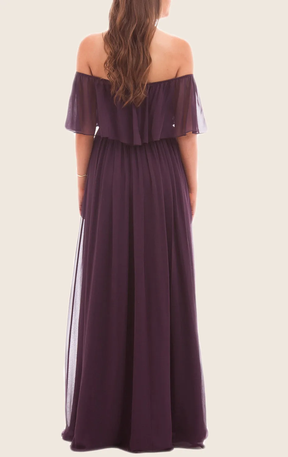 MACloth Off the Shoulder Chiffon Long Bridesmaid Dress