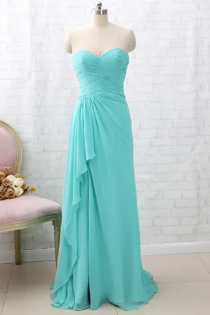 MACloth Strapless Sweetheart Long Chiffon Bridesmaid Dress Wedding Party Dress YuJinXiang