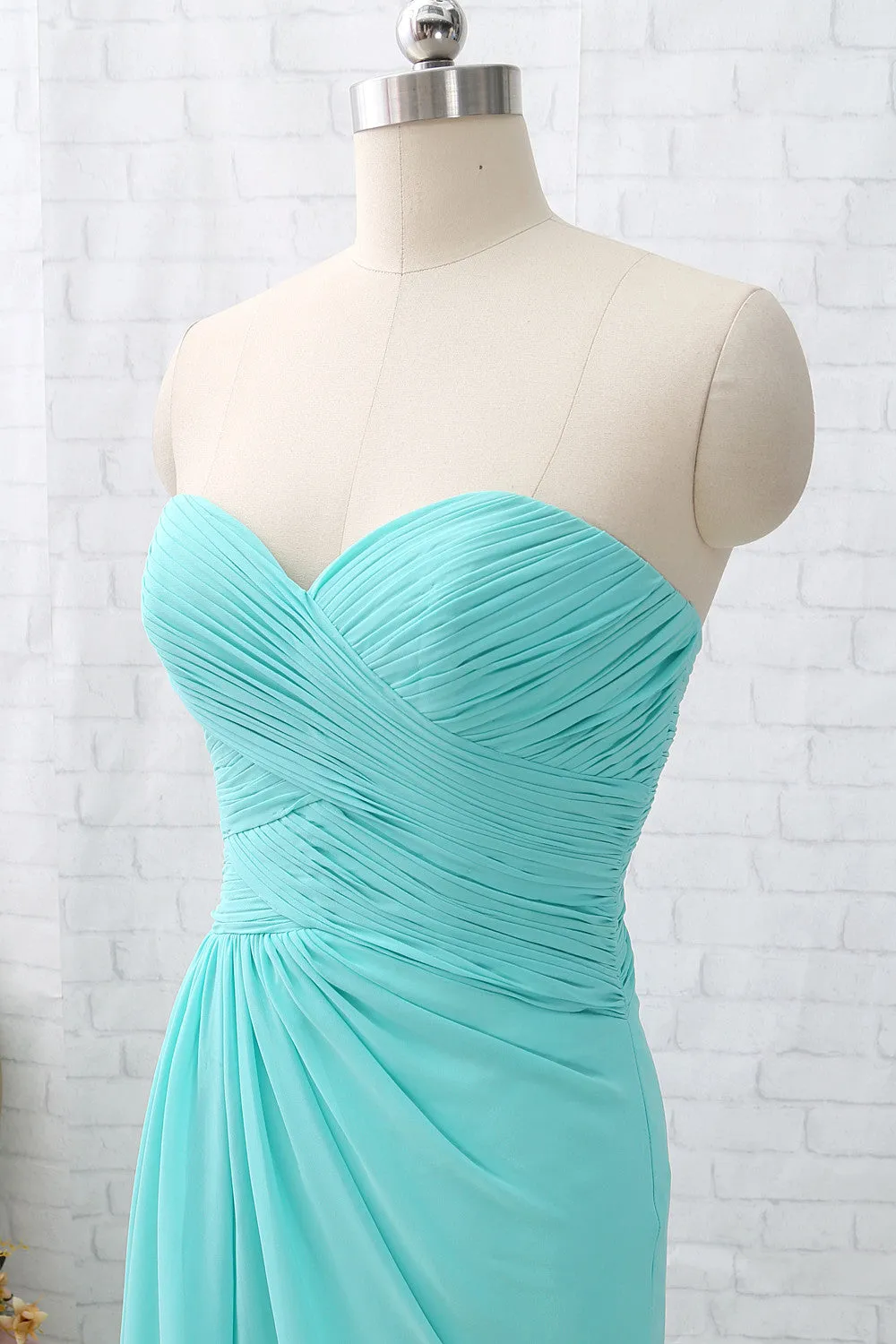 MACloth Strapless Sweetheart Long Chiffon Bridesmaid Dress Wedding Party Dress YuJinXiang
