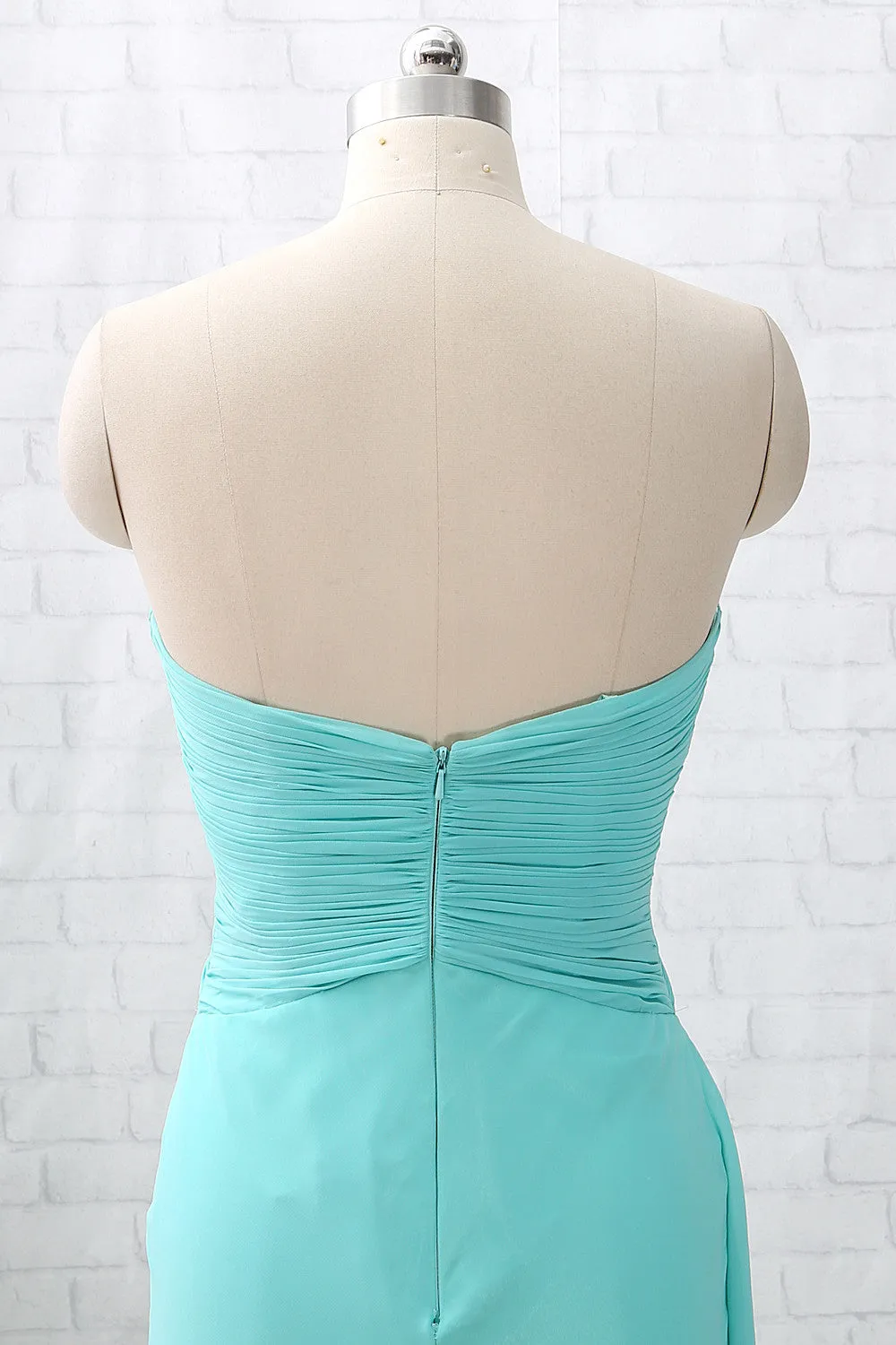 MACloth Strapless Sweetheart Long Chiffon Bridesmaid Dress Wedding Party Dress YuJinXiang