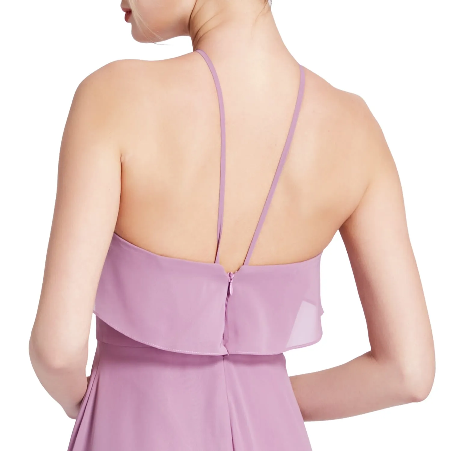 MACloth Women Ruffle Overlay Maxi Wedding Party Bridesmaid Dresses Evening Gown