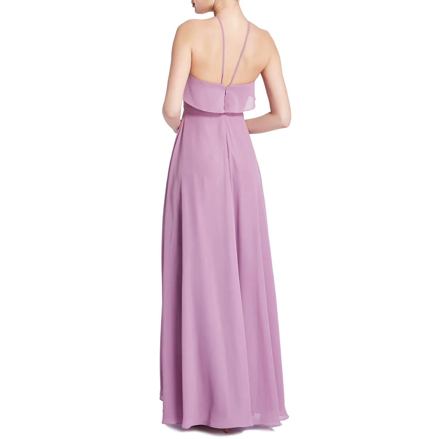 MACloth Women Ruffle Overlay Maxi Wedding Party Bridesmaid Dresses Evening Gown