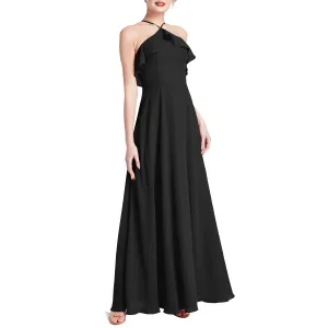 MACloth Women Ruffle Overlay Maxi Wedding Party Bridesmaid Dresses Evening Gown
