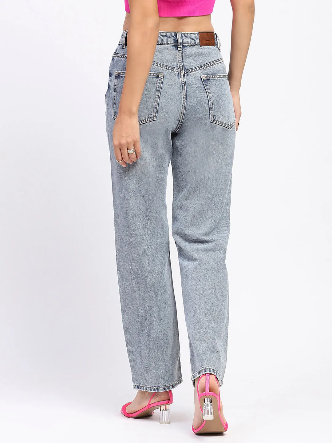 Madame Embellished Light Blue Cotton Denim