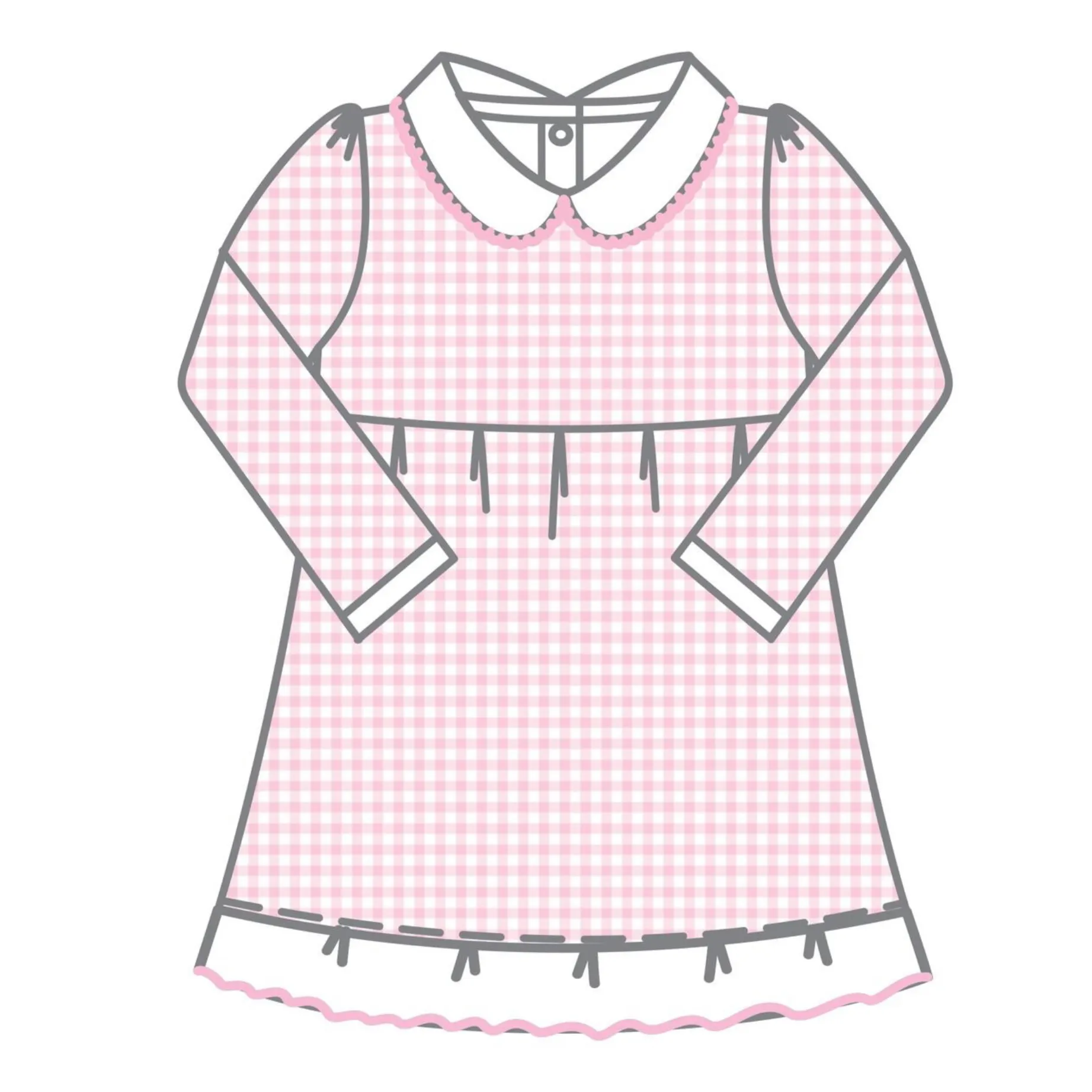 Magnolia Baby Emma and Aedan Collared Long Sleeve Dress - Pink