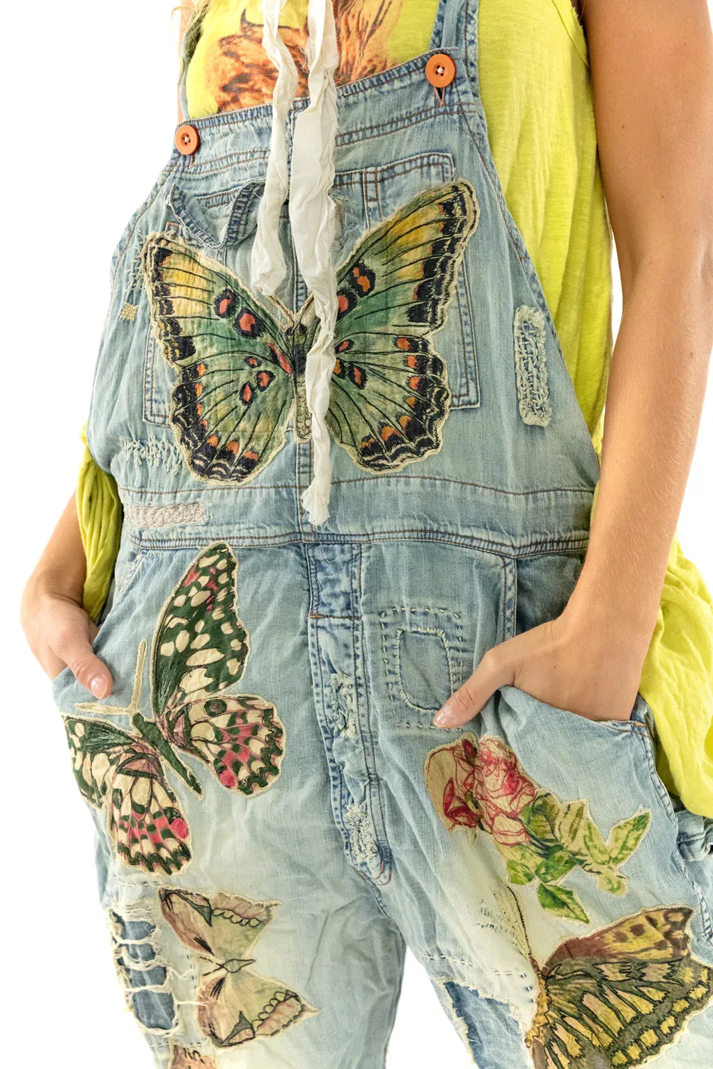 Magnolia Pearl Butterfly Appliqué Overalls