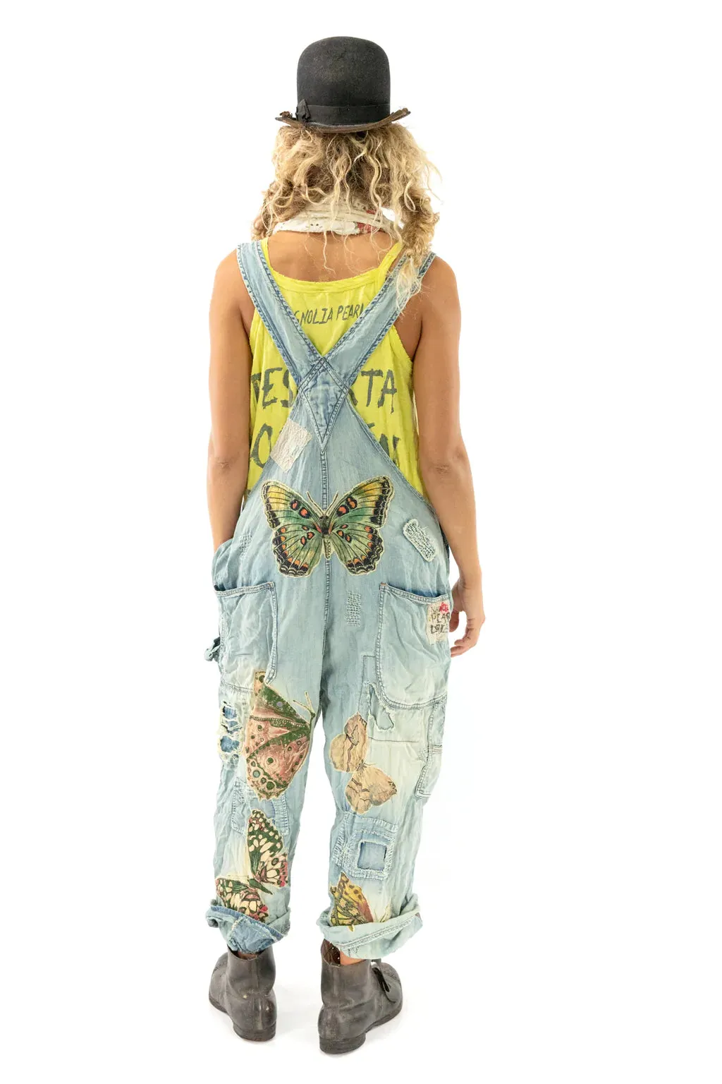 Magnolia Pearl Butterfly Appliqué Overalls