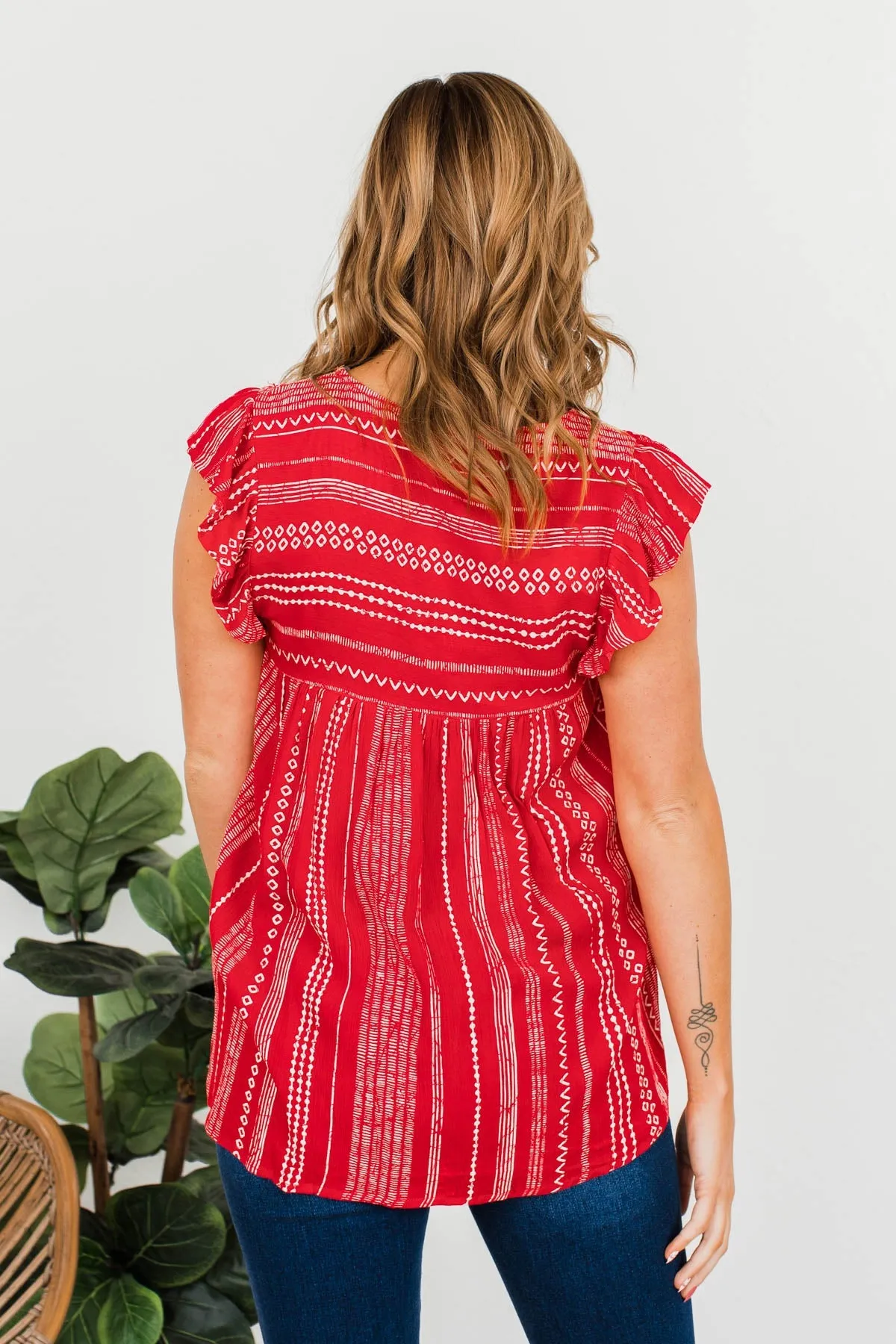 Make Way For The New Embroidered Blouse- Red