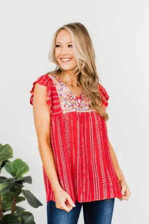 Make Way For The New Embroidered Blouse- Red