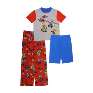 Mario Kart Boys Pajamas Short Sleeve Kids PJs 3pc Set