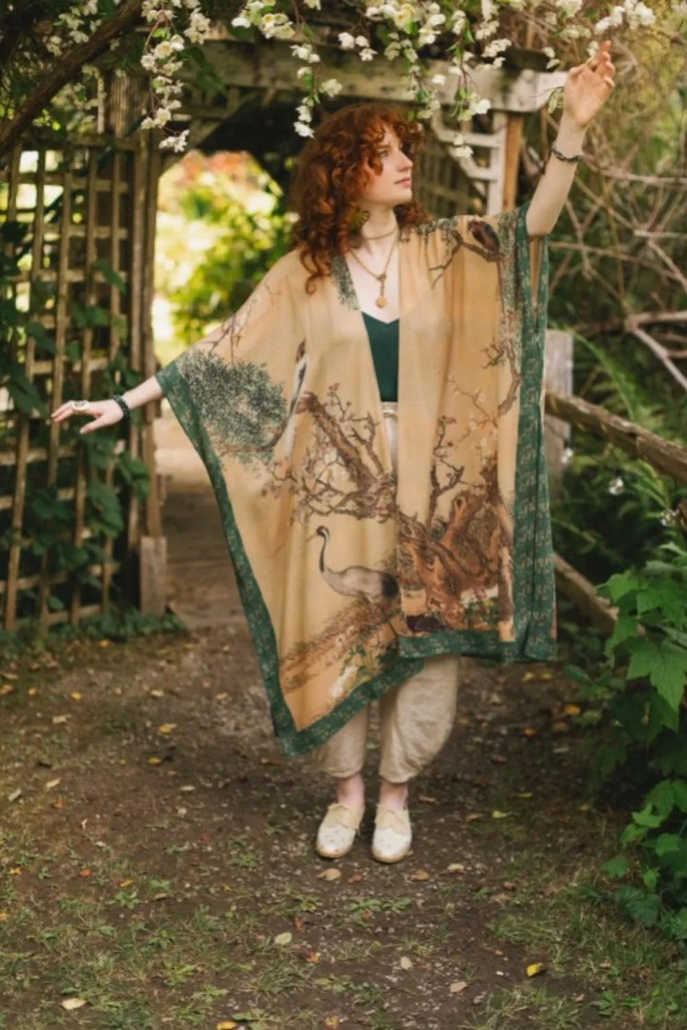 MARKET OF STARS FABLE BOHEMIAN GODDESS STARDUSTER KIMONO WITH DEER   MOON