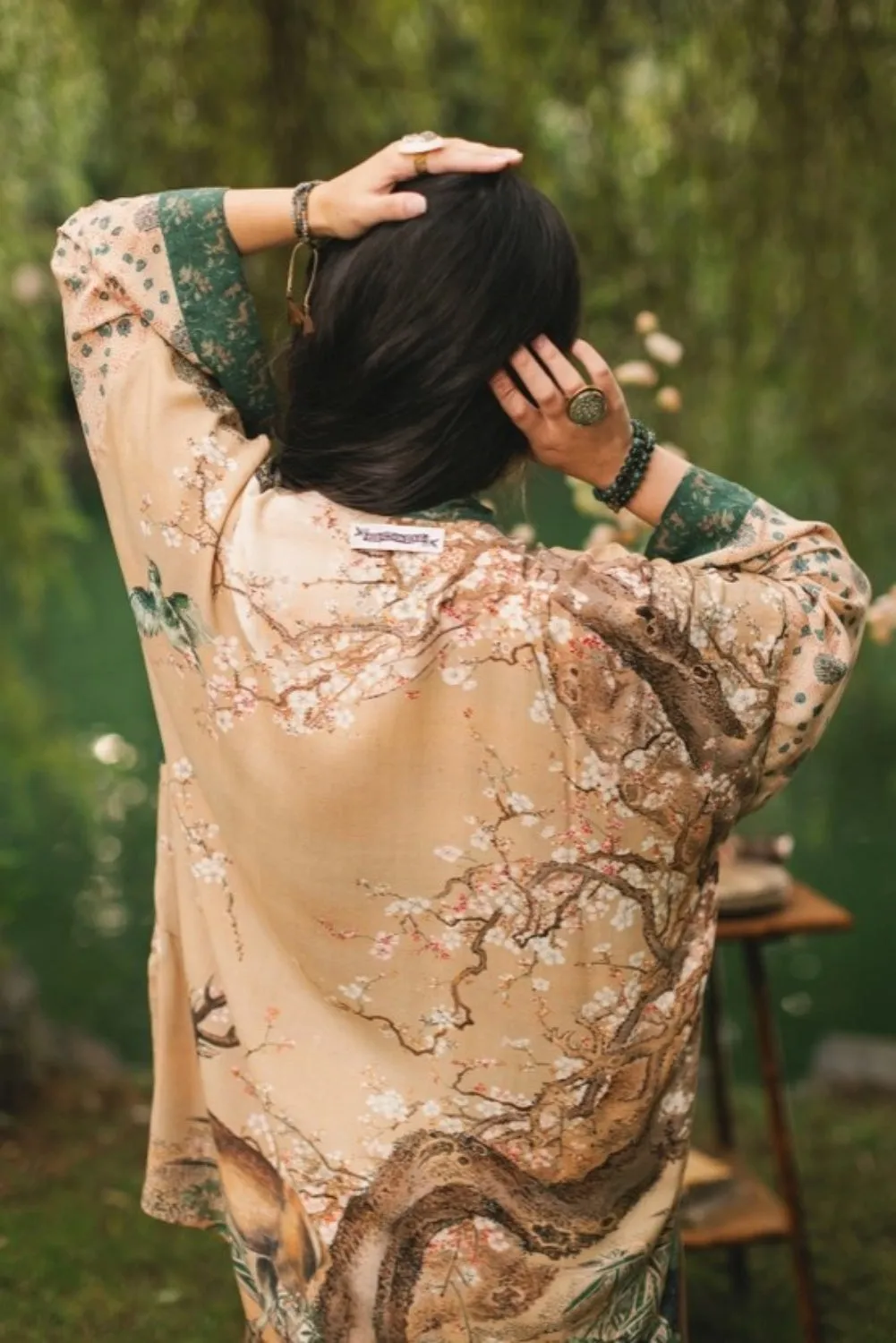 MARKET OF STARS FABLE MATINEE MID-LENGTH DUSTER KIMONO WITH DEER   MOON