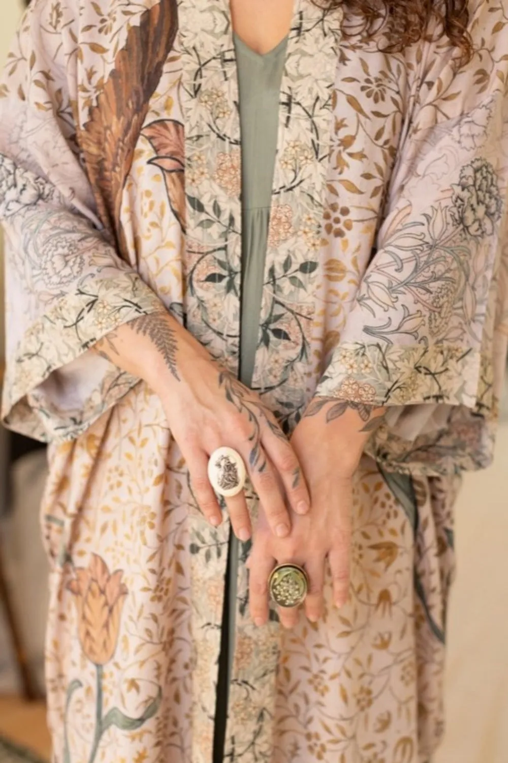 MARKET OF STARS FOLKLORE BAMBOO FLORAL BIRD KIMONO DUSTER