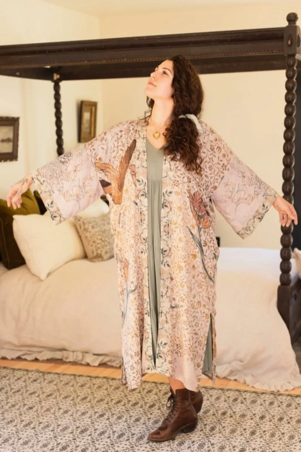 MARKET OF STARS FOLKLORE BAMBOO FLORAL BIRD KIMONO DUSTER