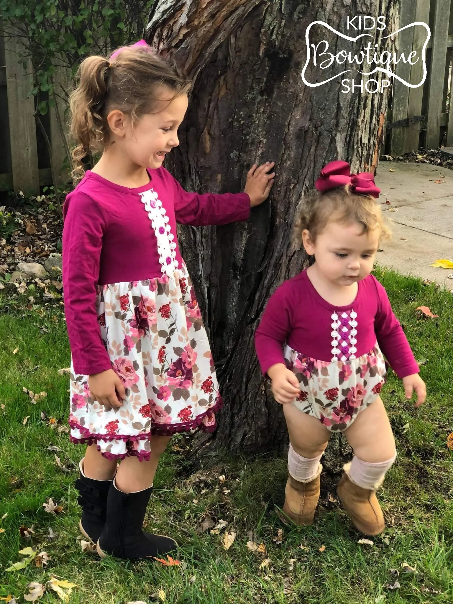 Maroon Floral Long Sleeve Romper