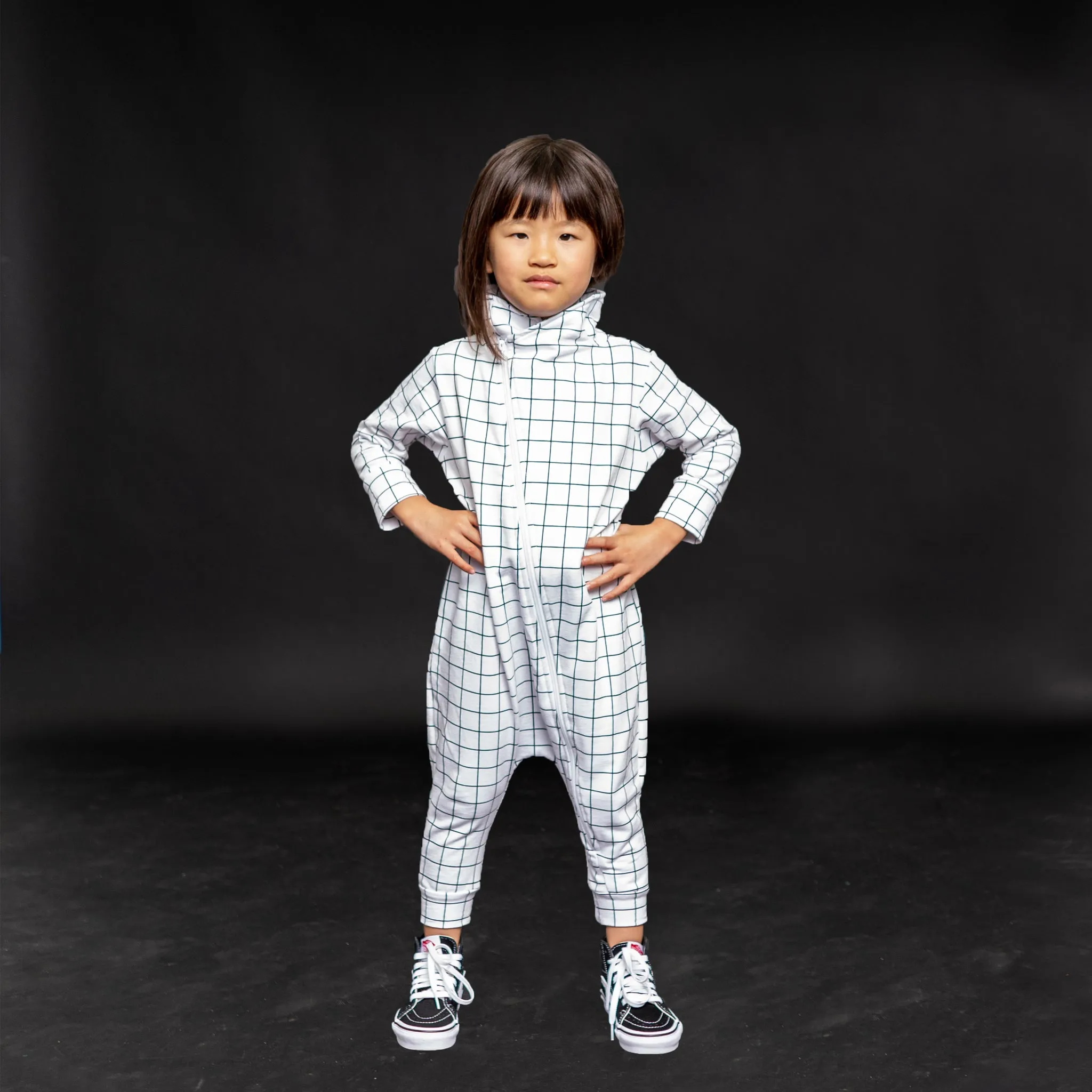 Maverick Romper - Black/White Grid