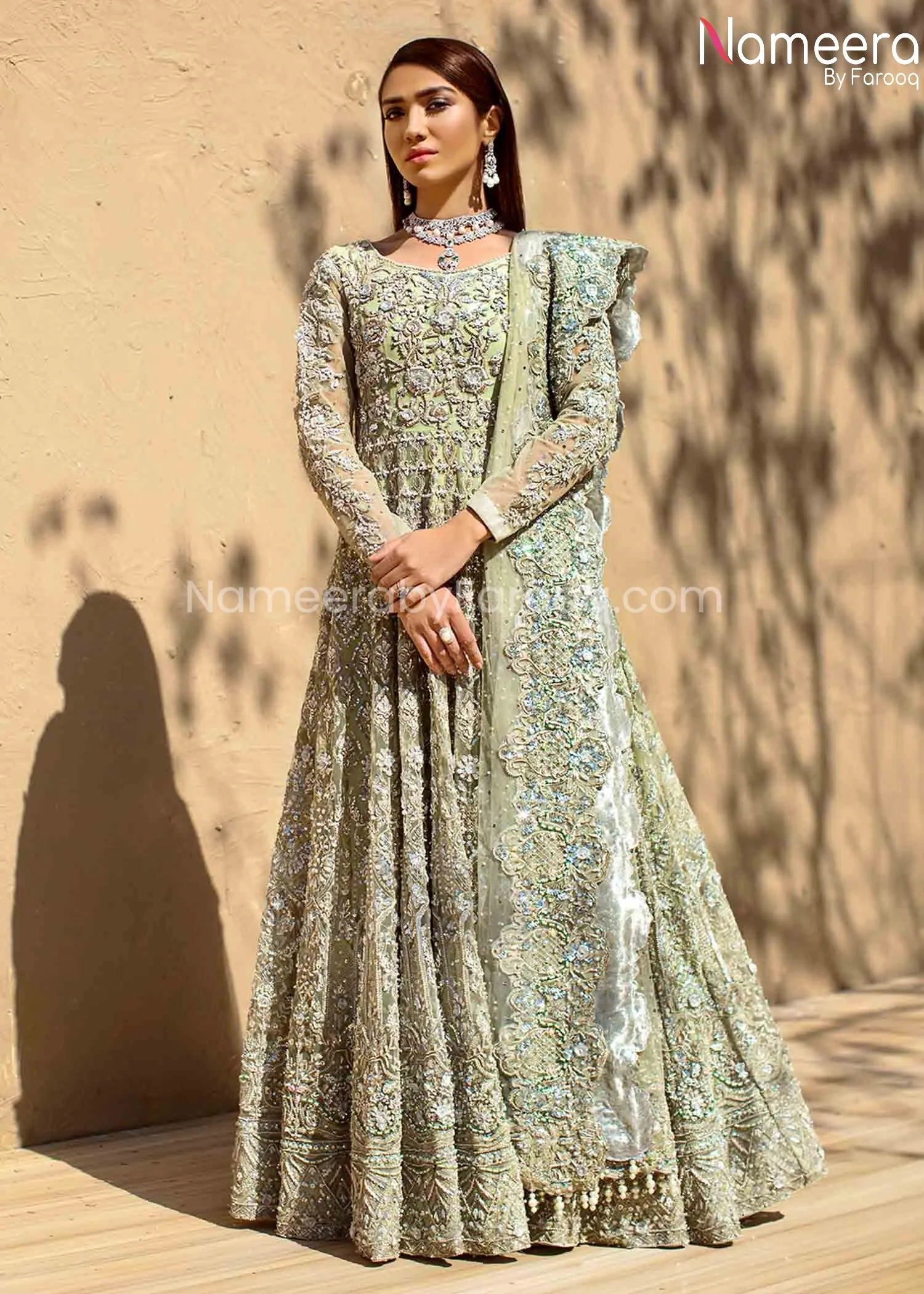 Maxi Dress for Walima with Embroidery Online #BR161