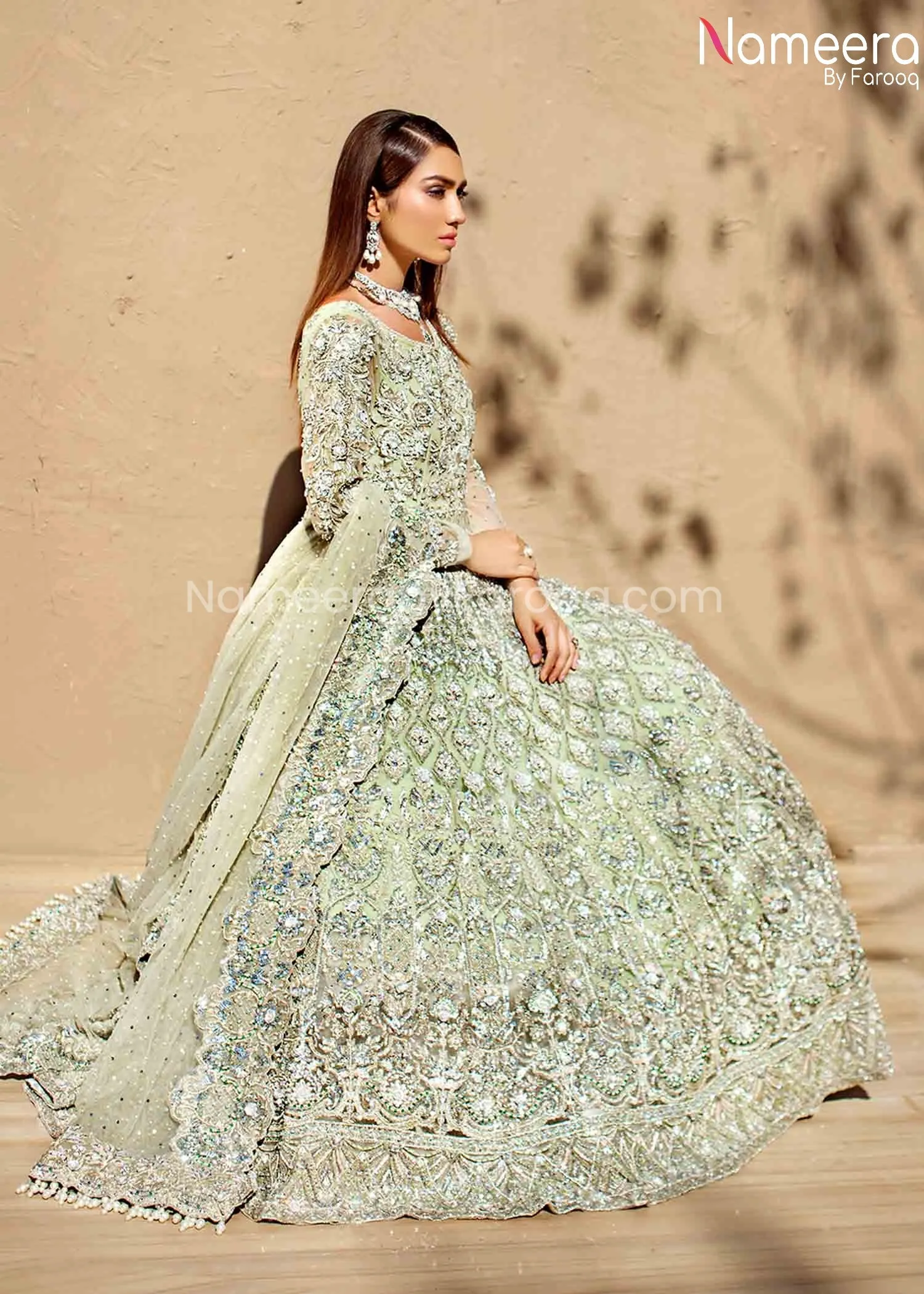 Maxi Dress for Walima with Embroidery Online #BR161