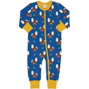 Maxomorra Wolf Ls Rompersuit Aw24 Blue