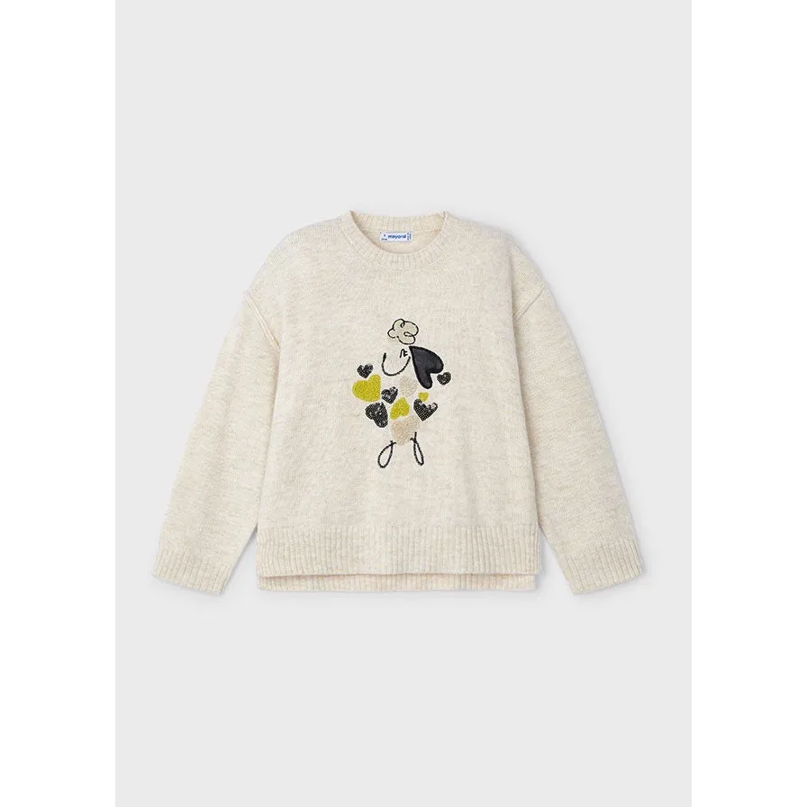 Mayoral Chickpea Embroidered Puppy Sweater