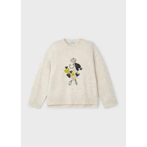 Mayoral Chickpea Embroidered Puppy Sweater