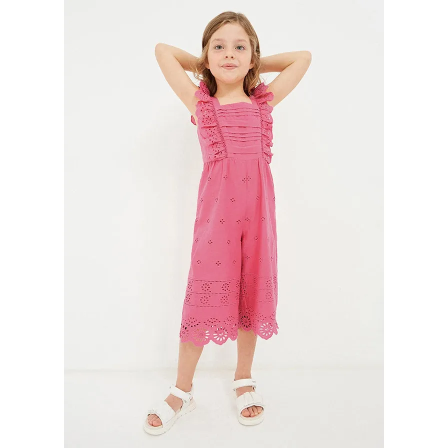 Mayoral Peony Eyelet Cotton Jumpsuit