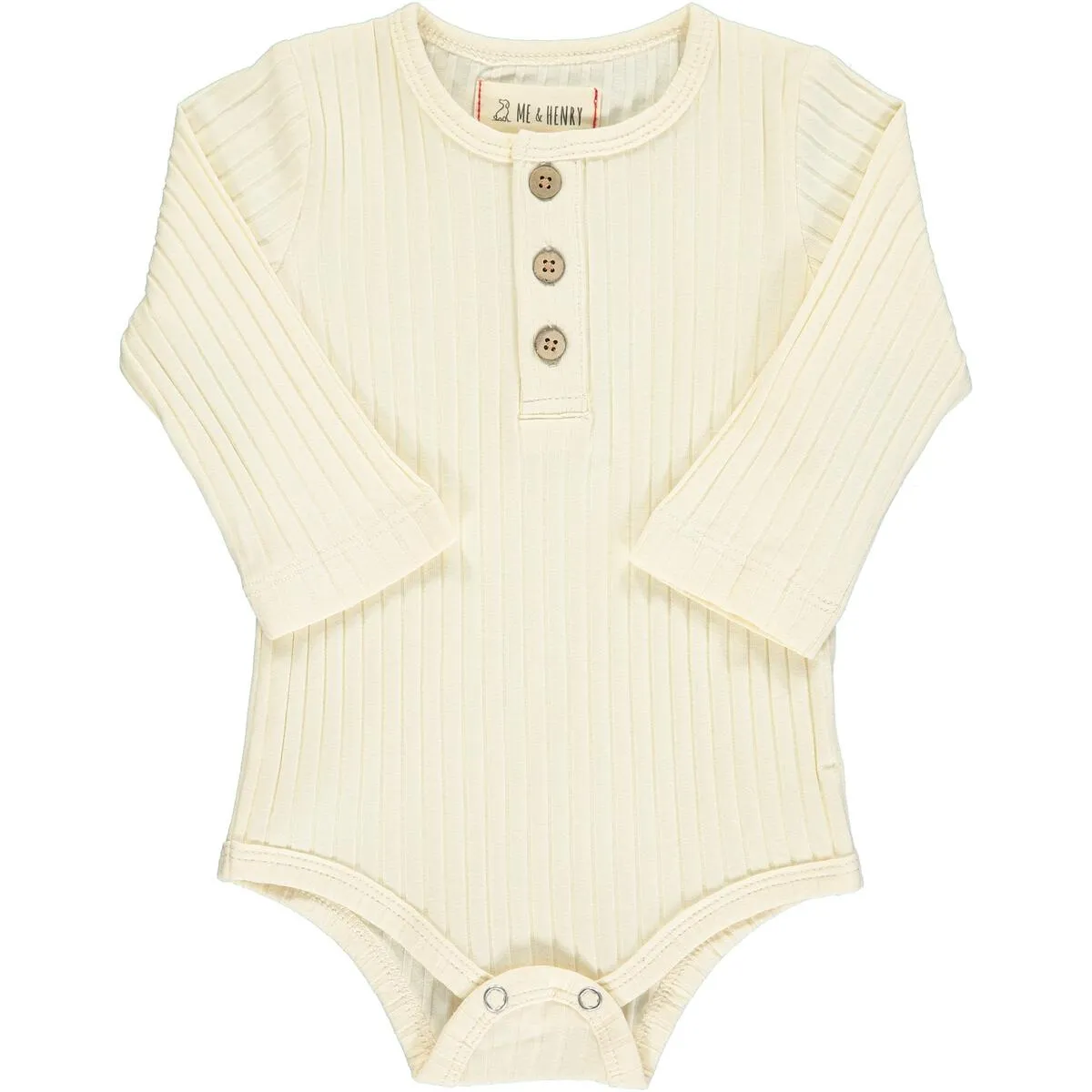 Me & Henry Aynor Rib Long Sleeve Onesie - Cream