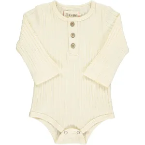 Me & Henry Aynor Rib Long Sleeve Onesie - Cream