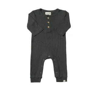 Me & Henry Charcoal Ribbed Mason Romper