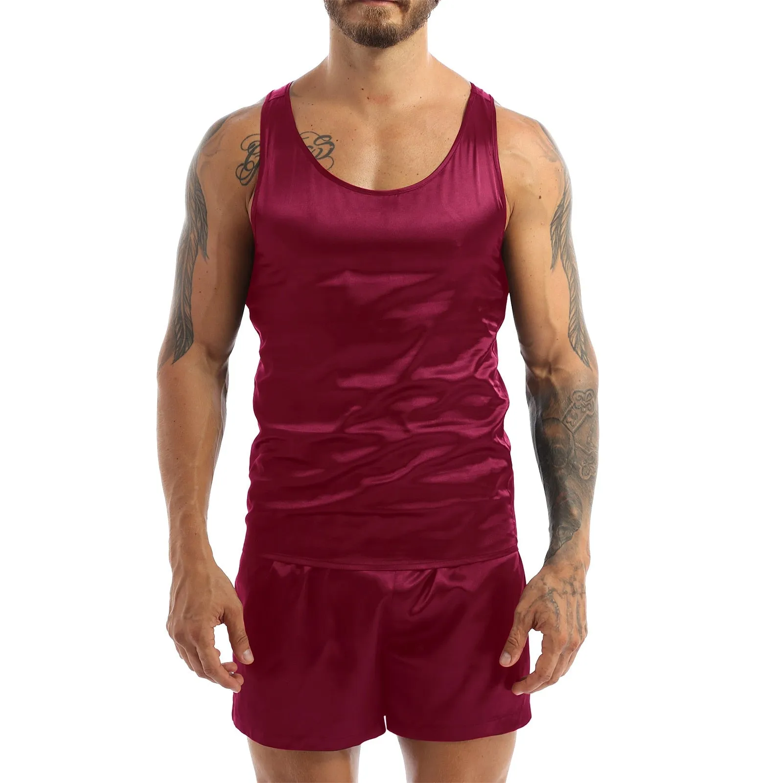 Men Satin Pyjamas Set