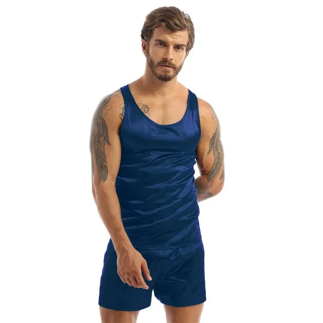 Men Satin Pyjamas Set