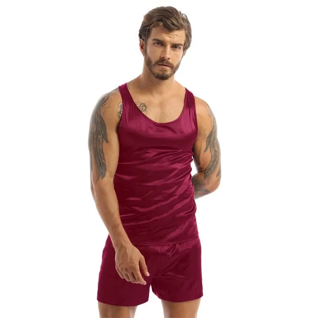 Men Satin Pyjamas Set