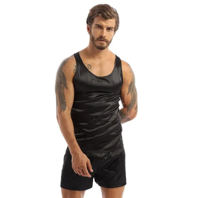 Men Satin Pyjamas Set