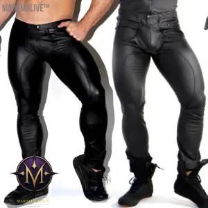 Men's Leather Trousers PU Leather Legging Wet Look Skinny Pouch Open Pants Pants Clubwear Tights Punk Clothing