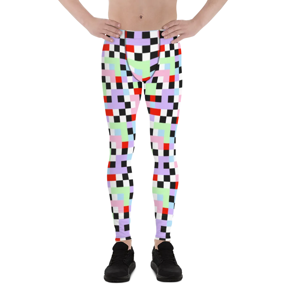 Mens Leggings, Pastel Goth Checks
