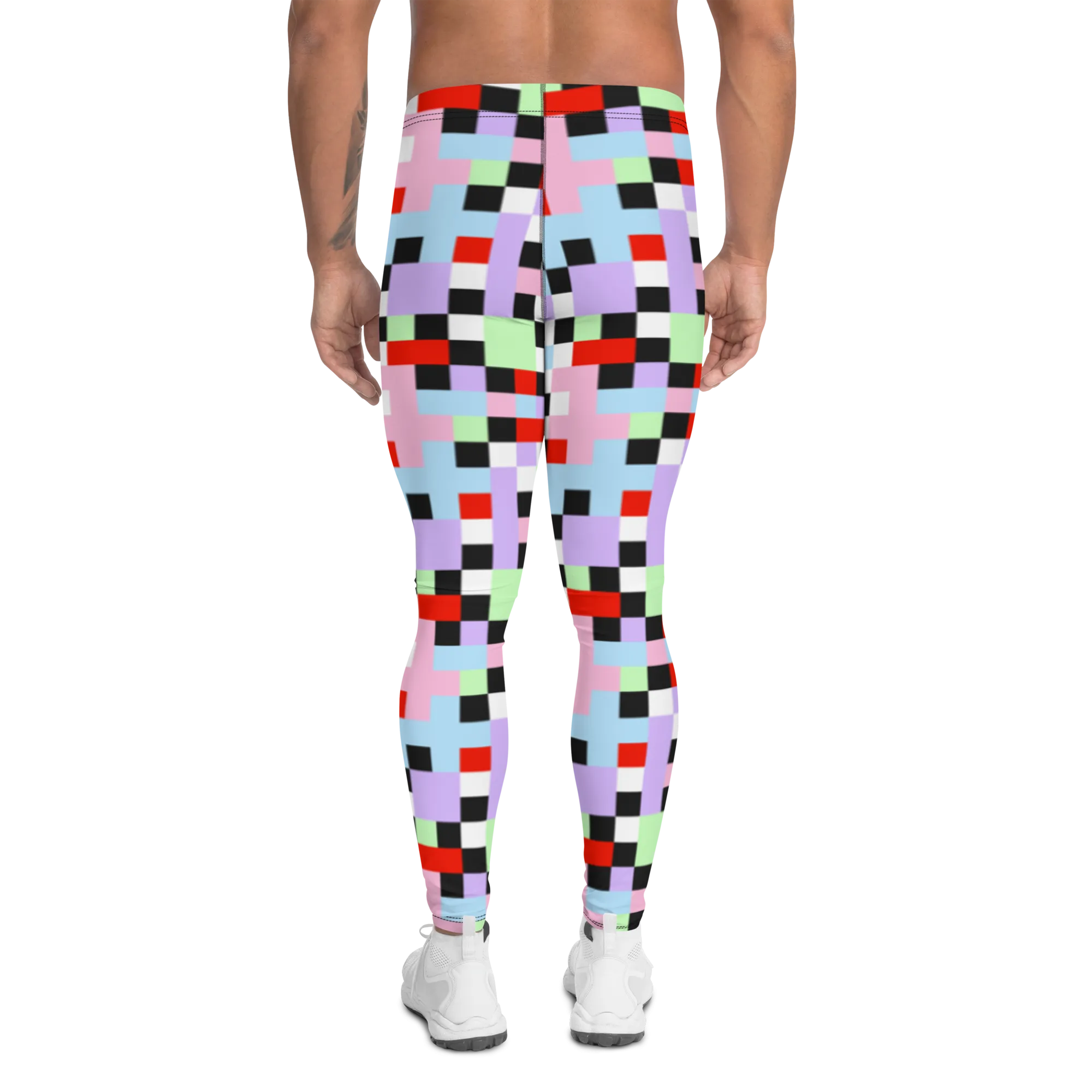 Mens Leggings, Pastel Goth Checks
