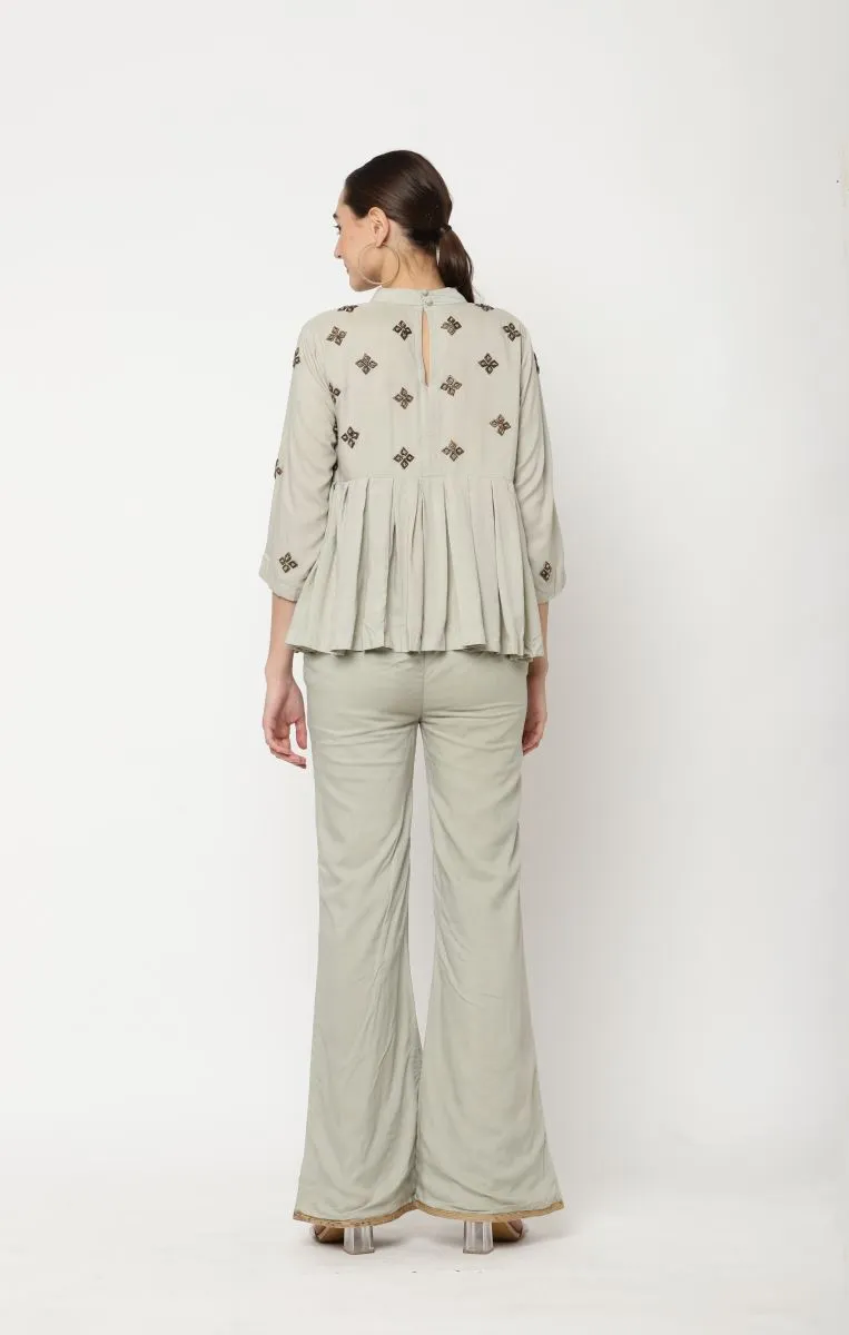 Merlot squirrel grey peplum top