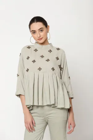 Merlot squirrel grey peplum top