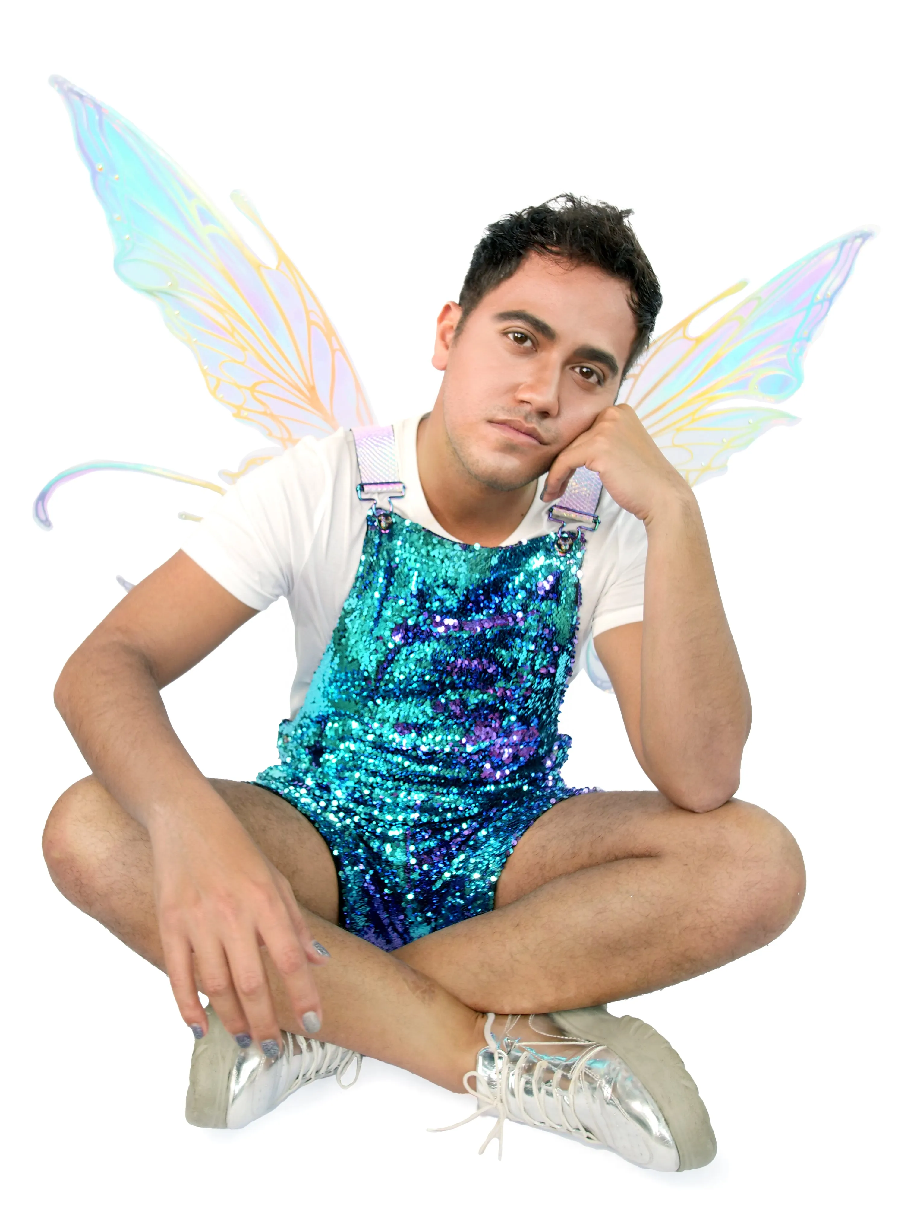 Mermaid Mystic Men's Short Sequin Overalls