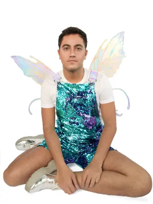 Mermaid Mystic Men's Short Sequin Overalls