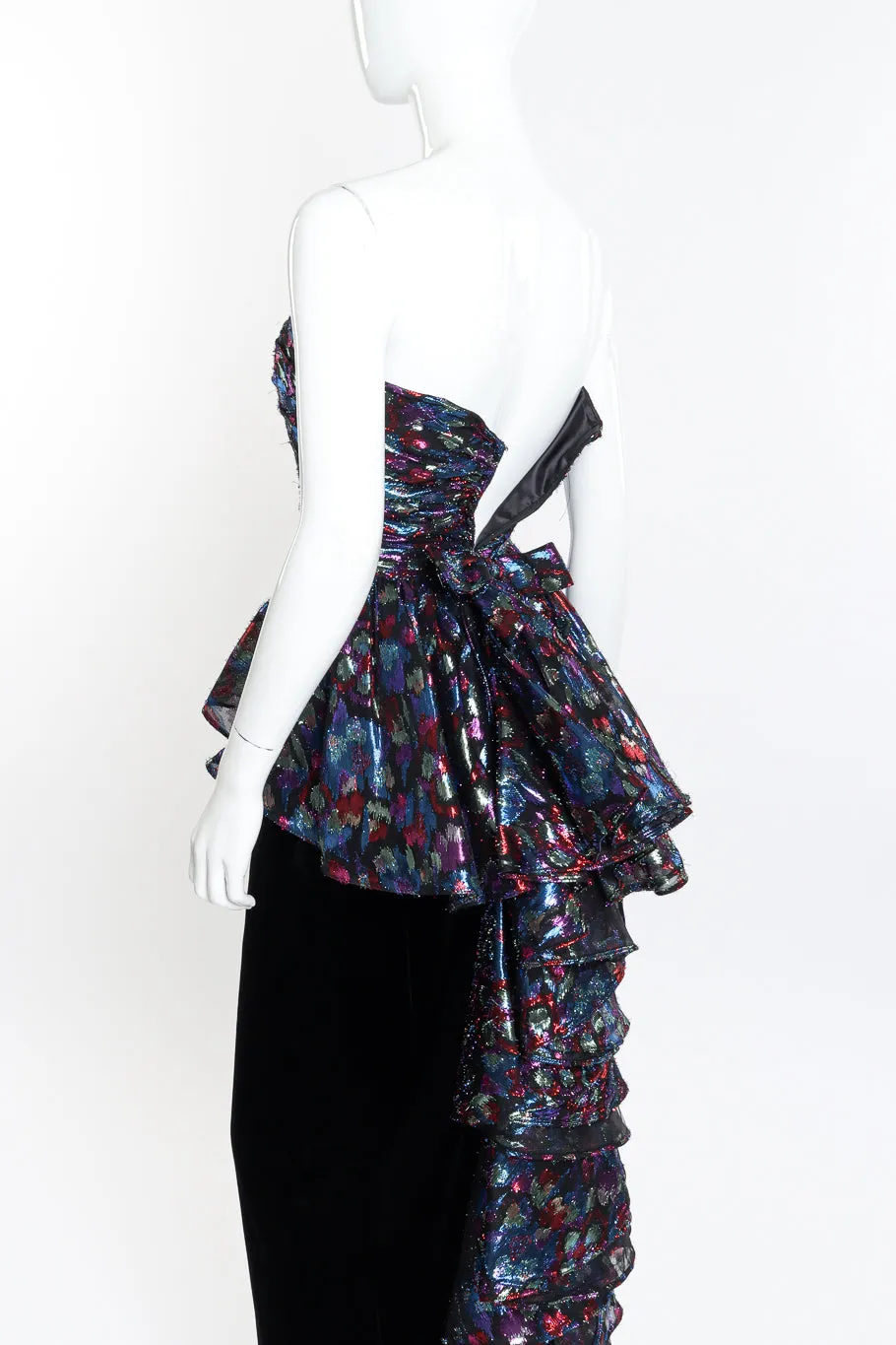 Metallic Velvet Ruffle Dress