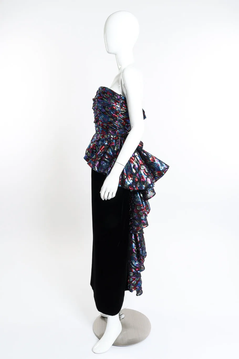 Metallic Velvet Ruffle Dress