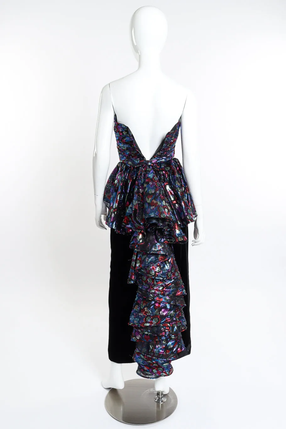 Metallic Velvet Ruffle Dress